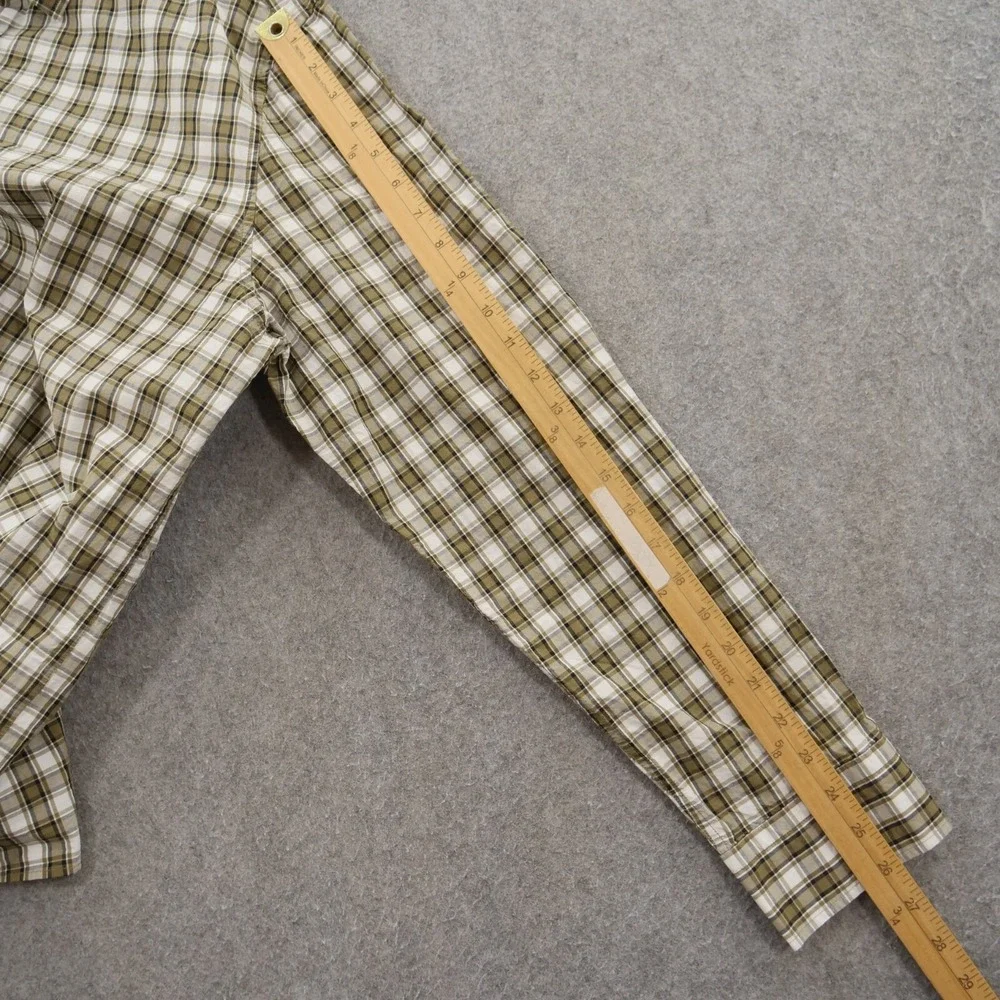 Banana Republic Shirt Mens Large Brown Button Up Untucked Plaid Long Sleeve